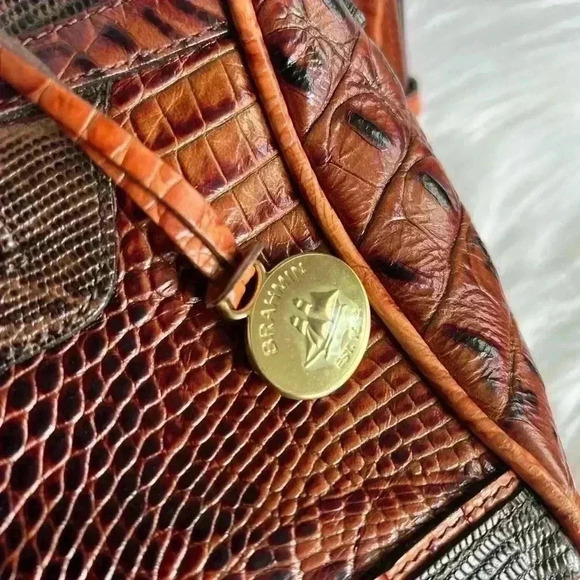 Brahmin Embossed Leather Satchel with Tassel Charm + Original Dustbag - Picture 6 of 14